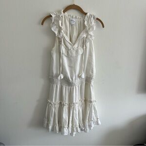 Misa white viscose tiered ruffle mini dress size small